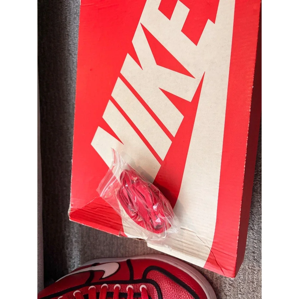 Nike Alphaballer Mid Red Black Leather High Top Sneakers‎ Men US 8 EUR 41 - Picture 7 of 8